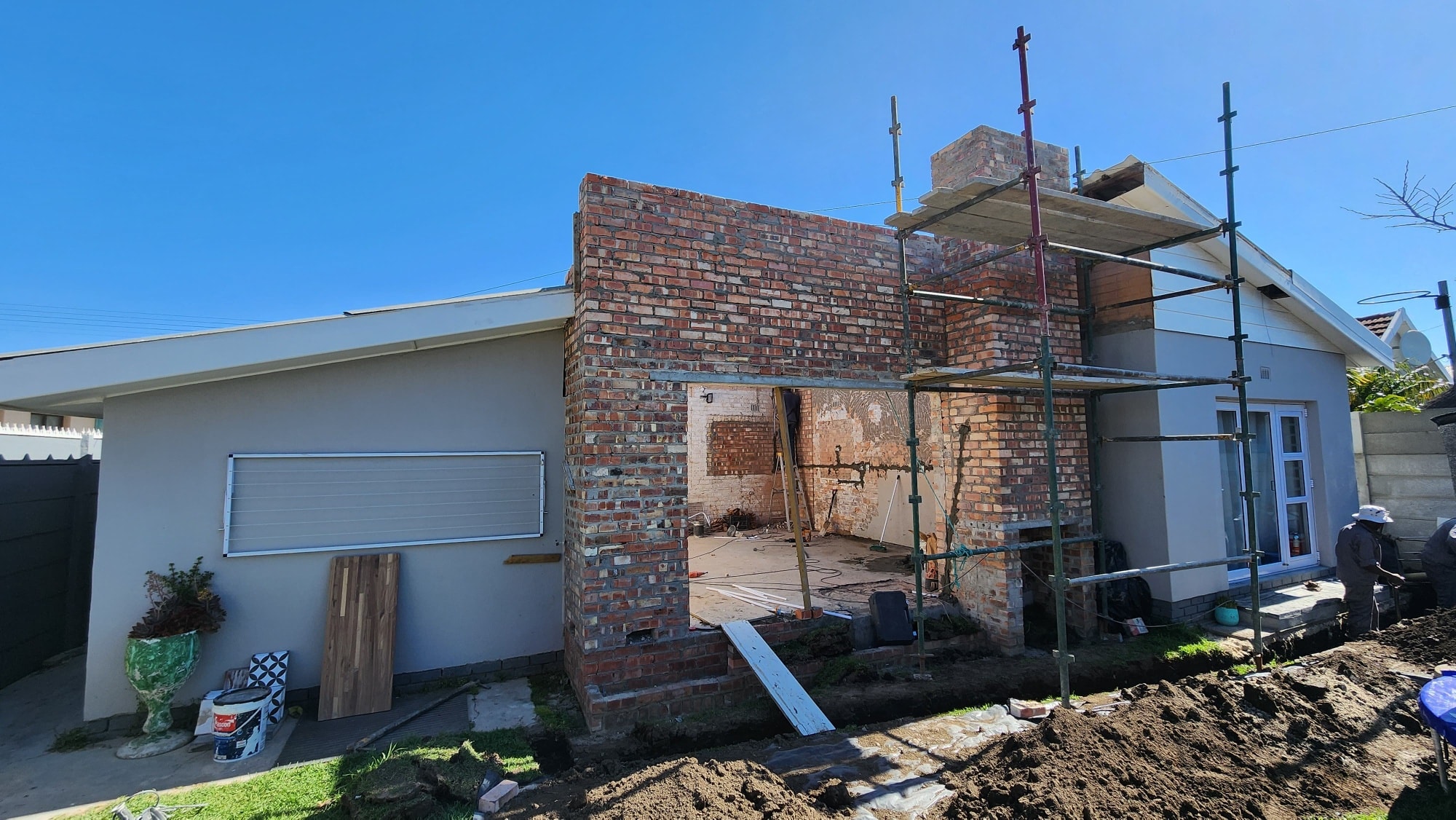 Home extension construction in progress in Strand
